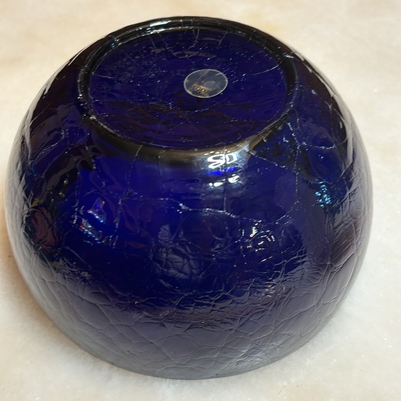 Cobalt crackle glass bowl - Picture 3 of 9